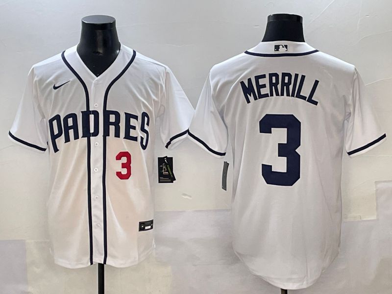 Men 2025 San Diego Padres #3 Merrill White Game Nike MLB Jersey style 2->san diego padres->MLB Jersey